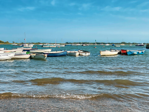 Small boats moored in Chichester Harbour at Emsworth, West Sussex, England