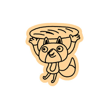 Vector Playful quirky doodle hand drawn illustration, animal mascot and character for coffee shop, cafe, food delivery, packaging, menus and stickers, line art cartoon logo design element,