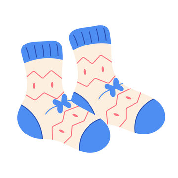 Warm socks pair for winter apparel textile retail and seasonal design