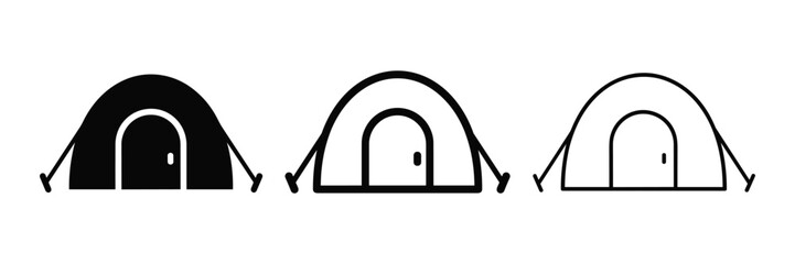 Dome tent icon set for outdoor camping and adventure trip activities © Pixel Hub