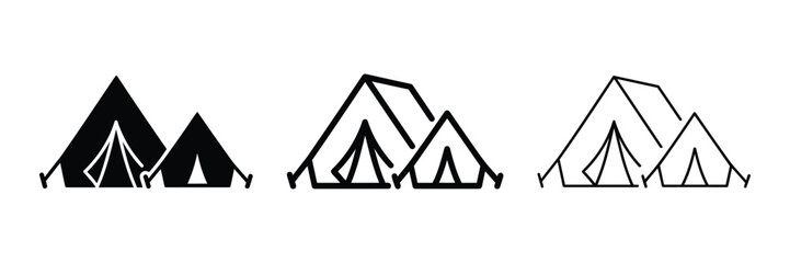 Camping tent icon set for outdoor exploration and recreational adventure © Pixel Hub