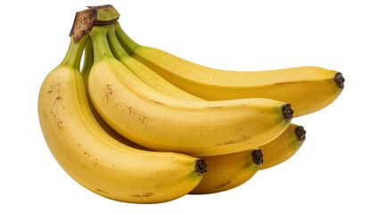 Bunch of ripe yellow bananas with brown spots, isolated on transparent background © Denis