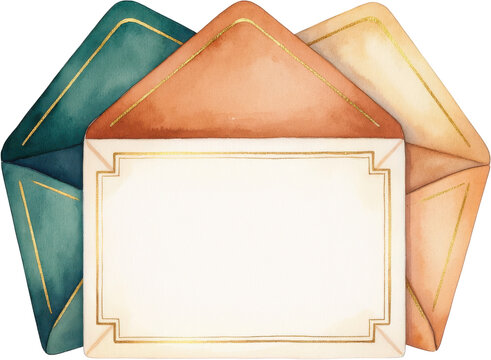 Watercolor blank Eid money envelopes, Eidi and duit raya clipart