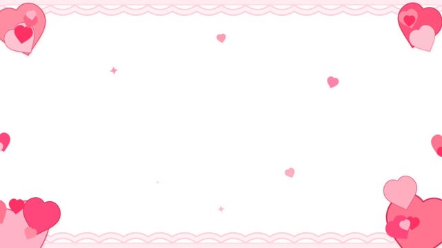 Pink heart animation with decorative borders for romantic background loop