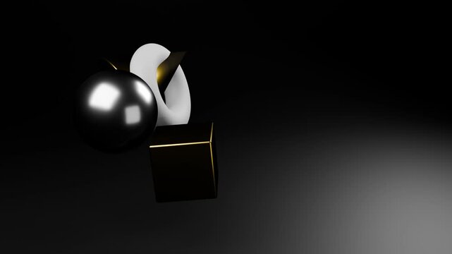Abstract christmas geometry with gold spheres and white forms
