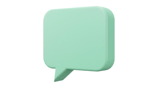 3d render of a light green square speech bubble icon
