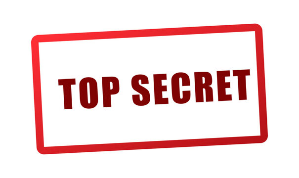 Top secret red stamp vector badge label frame for confidential document watermark overlay