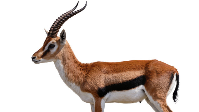 Graceful Thomson s gazelle with curved horns, isolated on transparent background