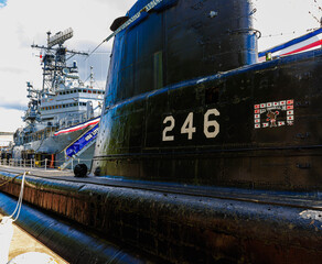 Retired Submarine and Other Retired Naval Ships at The Buffalo Naval Park, Buffalo, New York, USA © Billy McDonald