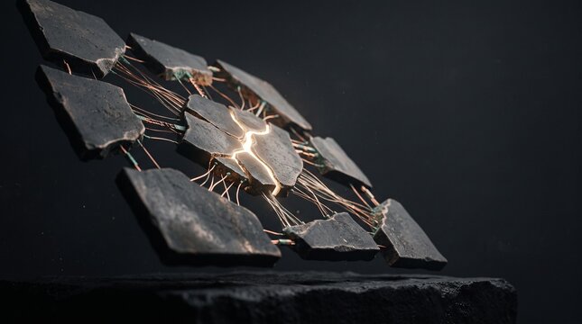 3d map network with glowing city center