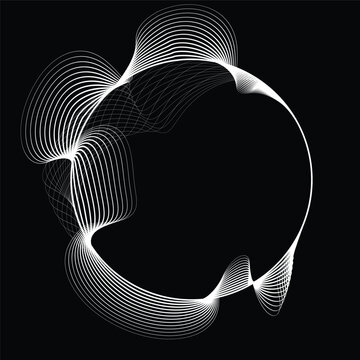 Lines in Circle Form . Rotate rounded shape Vector Illustration .Rotating circles form a ring.Rotating design element . Various circle lines forming round frame . Abstract Geometric line art .
