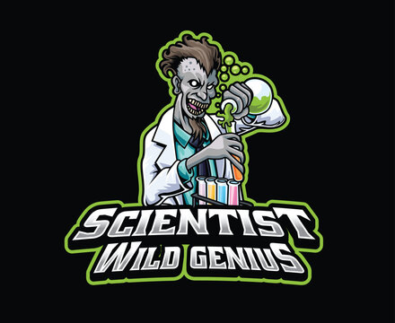 Mad Scientist Mascot Logo Illustration
