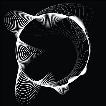 Lines in Circle Form . Rotate rounded shape Vector Illustration .Rotating circles form a ring.Rotating design element . Various circle lines forming round frame . Abstract Geometric line art .
