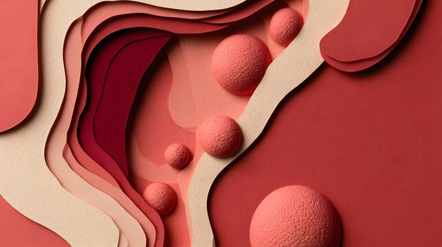 Elegant paper cut medical illustration of a uterus