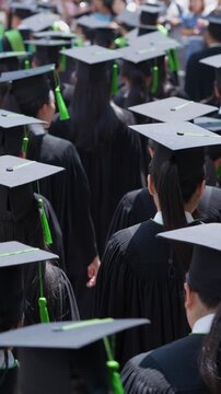 backside graduation hats during commencement success graduates of the university, Concept education congratulation. Graduation Ceremony ,Congratulated the graduates in University during commencement