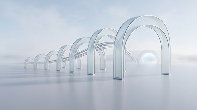 Modern arched tunnel structure in minimalist style