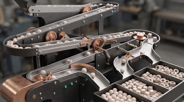 Conveyor belt with assorted pastries and chocolates