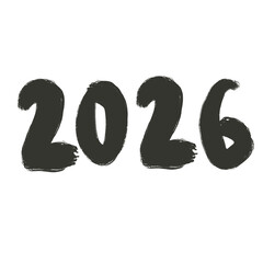 year 2026 hand drawn watercolor paint new year greetings black color  © Angela