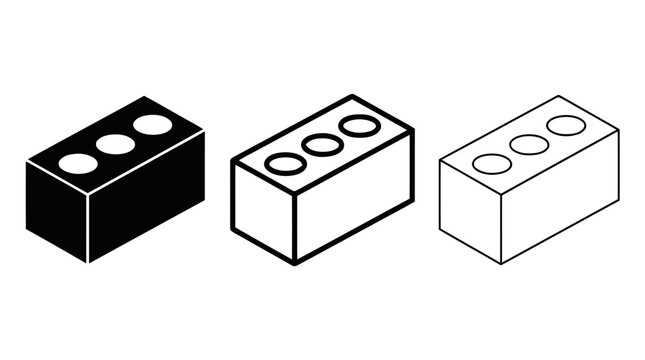 Vector illustration of isometric lego brick icons vector set on a transparent background