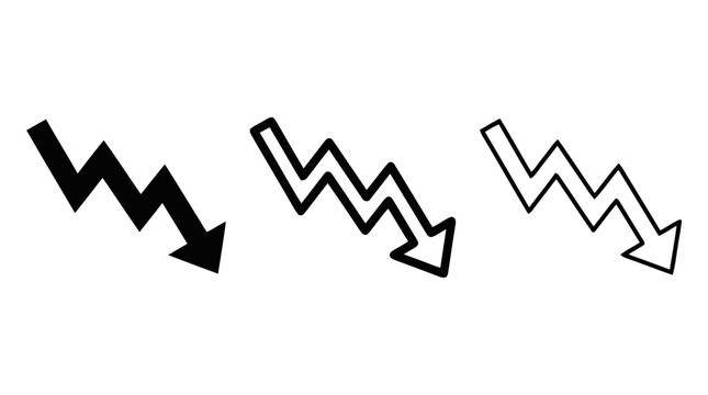 Vector illustration of zigzag down arrows vector set on a transparent background