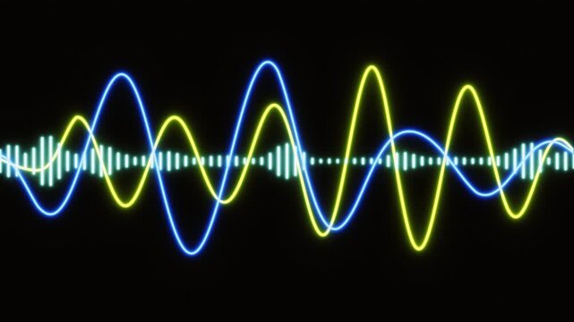 Dashboard Element, Musical Track Where With Sine Curves And Bar Equalizer, Smooth Rhythmic Oscillations Repeating in Continuous Seamless Loop