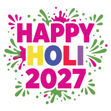 Happy holi 2027 colorful festival greeting design