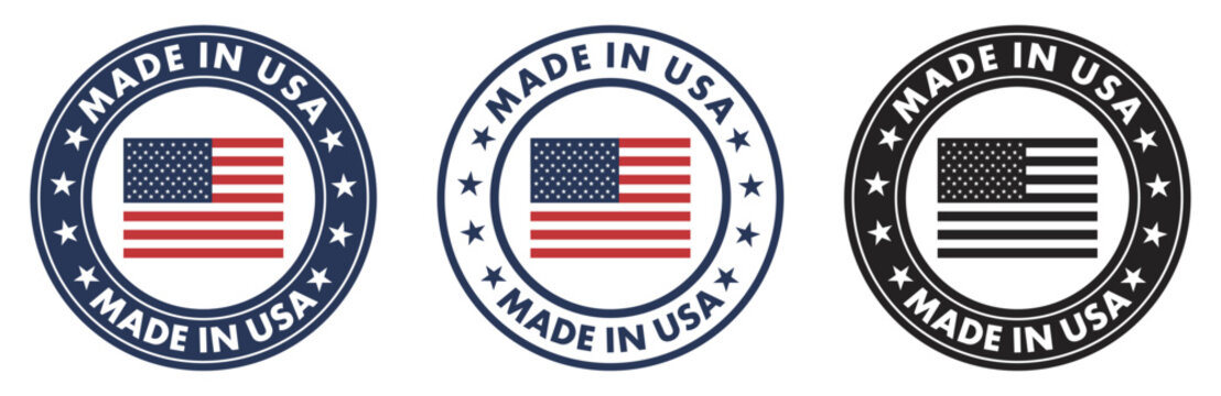 Made in usa label with american flag, vector illustration