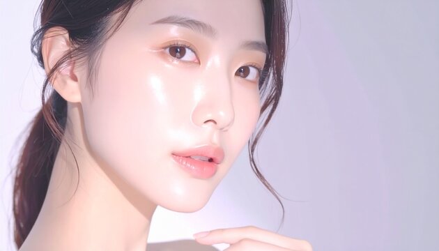 透明感のある肌と自然な微笑みが魅力のビューティーイメージ