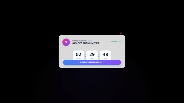 Flash Sale Countdown Timer Motion Graphic Animation Featuring Discount Badges and Limited Offer Promos for E-Commerce Marketing