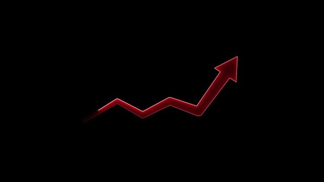 Neon Business chart icon isolated . business chart growth concept trend arrow icon on black background