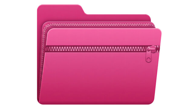 Pink zip file folder icon Isolated on white background. PNG file
