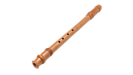 Traditional rustic wooden flute musical wind instrument folk melody symbol isolated on transparent background. © Rhea