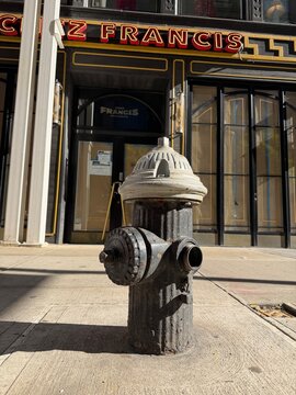 Fire hydrant in front of 411 Park Ave, formerly Brasserie Les Halles