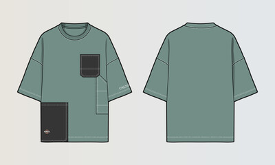 Obraz na płótnie Canvas Modern Cut and Sew T-Shirt Collection with Panel Patterns and Graphic Designs