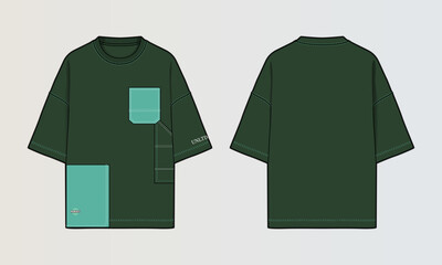 Obraz na płótnie Canvas Modern Cut and Sew T-Shirt Collection with Panel Patterns and Graphic Designs