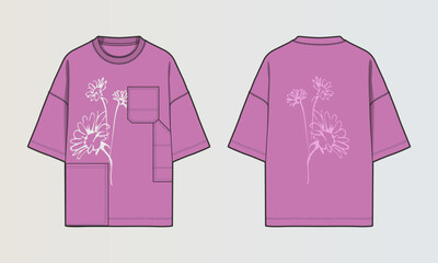 Obraz na płótnie Canvas Modern Cut and Sew T-Shirt Collection with Panel Patterns and Graphic Designs