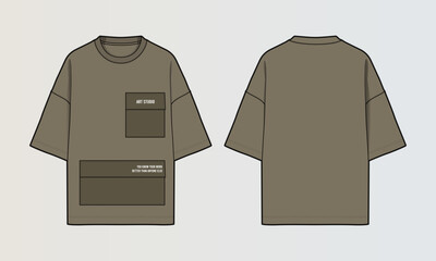 Obraz na płótnie Canvas Modern Cut and Sew T-Shirt Collection with Panel Patterns and Graphic Designs