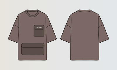 Naklejka na ściany i meble Modern Cut and Sew T-Shirt Collection with Panel Patterns and Graphic Designs