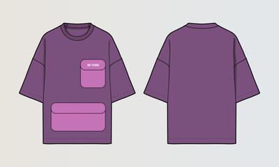 Obraz na płótnie Canvas Modern Cut and Sew T-Shirt Collection with Panel Patterns and Graphic Designs