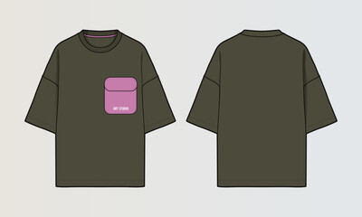 Naklejka na ściany i meble Modern Cut and Sew T-Shirt Collection with Panel Patterns and Graphic Designs