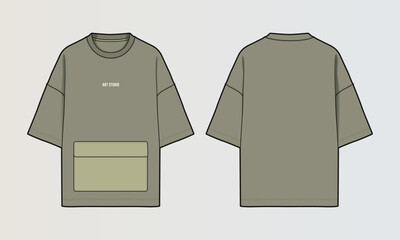 Naklejka na ściany i meble Modern Cut and Sew T-Shirt Collection with Panel Patterns and Graphic Designs