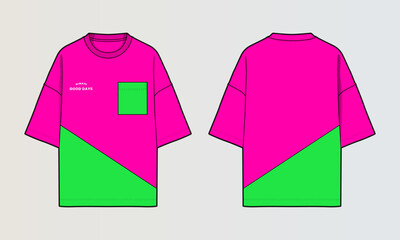 Naklejka na ściany i meble Modern Cut and Sew T-Shirt Collection with Panel Patterns and Graphic Designs