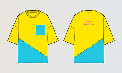 Naklejka na ściany i meble Modern Cut and Sew T-Shirt Collection with Panel Patterns and Graphic Designs