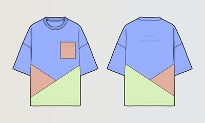 Naklejka na ściany i meble Modern Cut and Sew T-Shirt Collection with Panel Patterns and Graphic Designs
