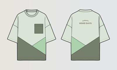 Modern Cut and Sew T-Shirt Collection with Panel Patterns and Graphic Designs