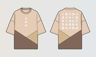 Naklejka na ściany i meble Modern Cut and Sew T-Shirt Collection with Panel Patterns and Graphic Designs