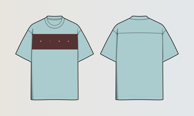 Obraz na płótnie Canvas Modern Cut and Sew T-Shirt Collection with Panel Patterns and Graphic Designs