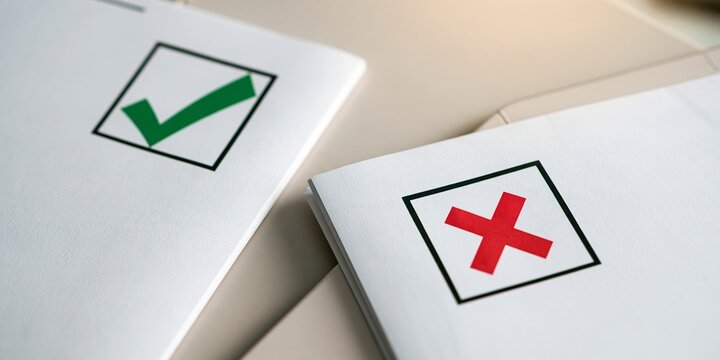 Green Checkmark And Red Cross Symbols