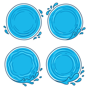 Set of circular water splash frames with ripple effect.