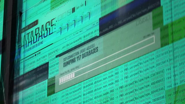Confidential database leaking during hacking attack, digital data theft
